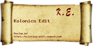 Kolonics Edit névjegykártya